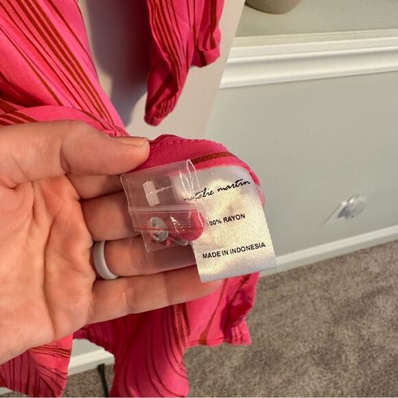 NWT Natalie Martin Pink Striped Long Sleeve Mini Dress XS - Picture 7 of 11